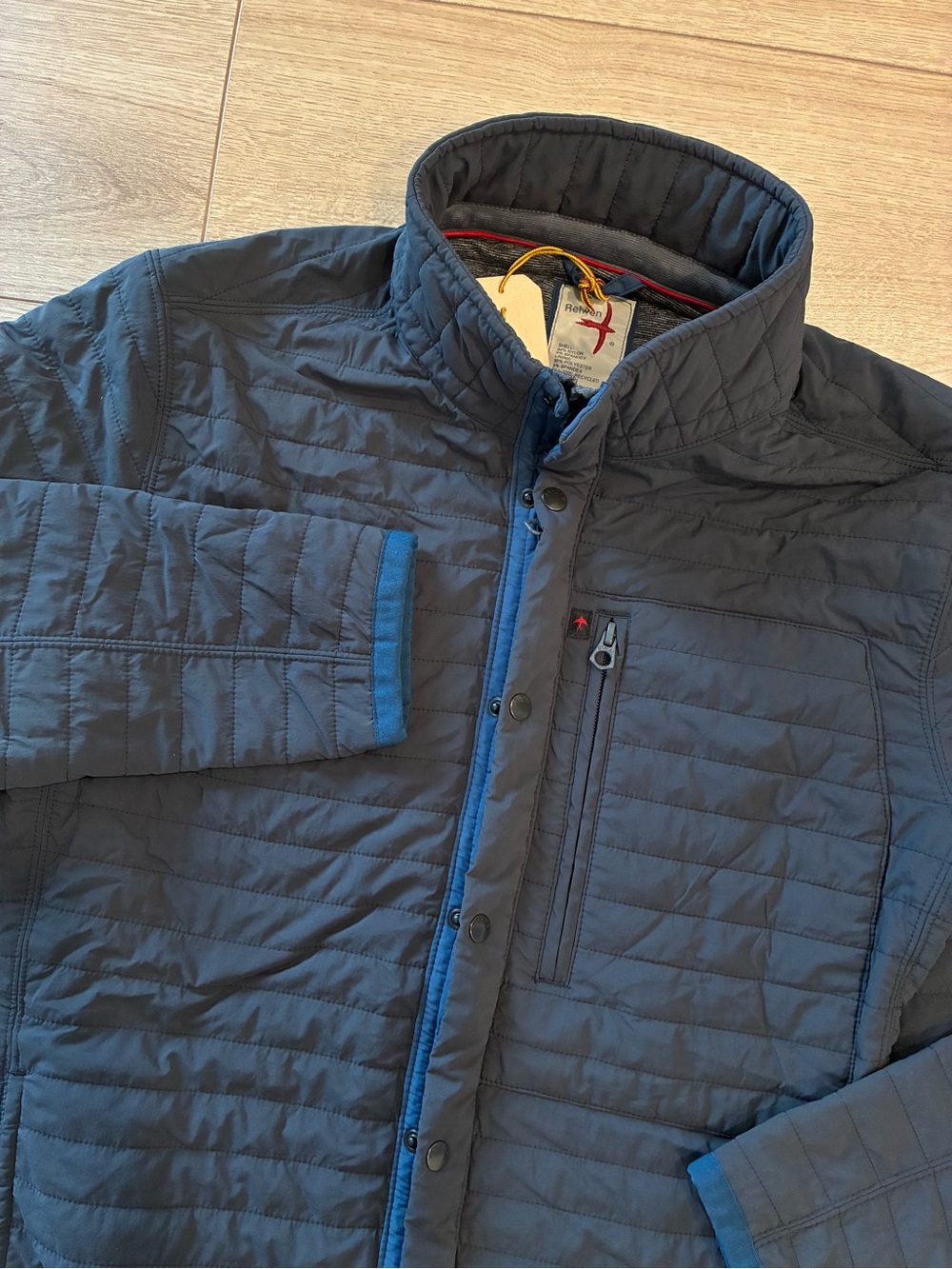 NWT Relwen Men’s Windzip Jacket Full Zip Quilted Bright Navy Size S